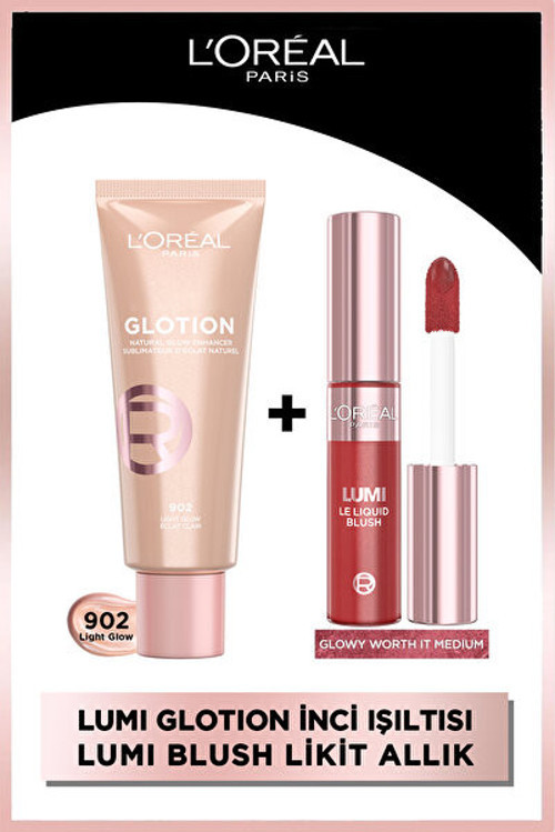 L'Oreal Paris Glotion 902 Highlighter Likit Aydınlatıcı & Lumi Blush Likit Allık - Glowy Worth It Medium