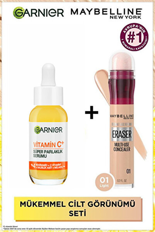 Instant Anti Age Eraser Kapatıcı - 01 Light & C Vitamini Parlak Süper Aydınlatıcı Serum 30 ml