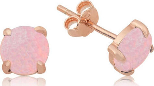 925 Ayar Gümüş Pembe Opal Taş Küpe