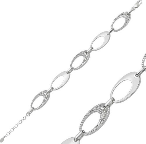 925 Ayar Gümüş Taşlı Oval Bileklik