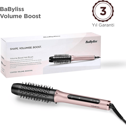 Volume Boost İyon Etkili 4 Isı Ayarlı Seramik Isıtıcı Gövdeli Termal Saç Fırçası Pembe HSB200E