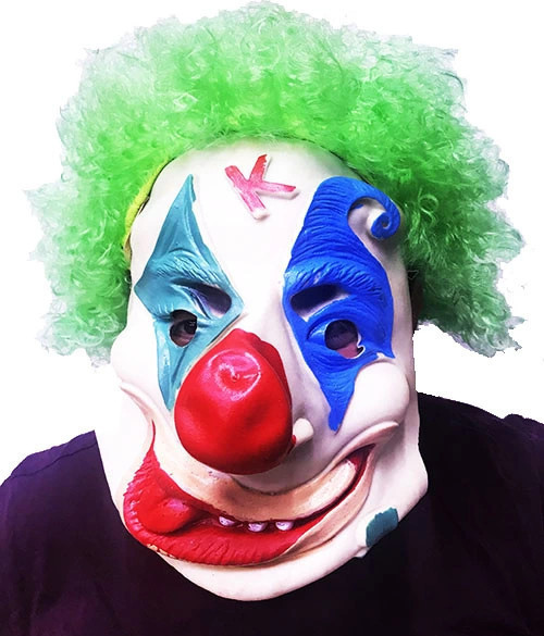 Parti Aksesuar Yeşil Renk Afro Bonus Peruklu Palyaço Lateks Et Maske