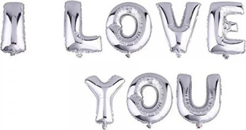 Parti Aksesuar I Love You Folyo Balon Gümüş Renk 35 CM