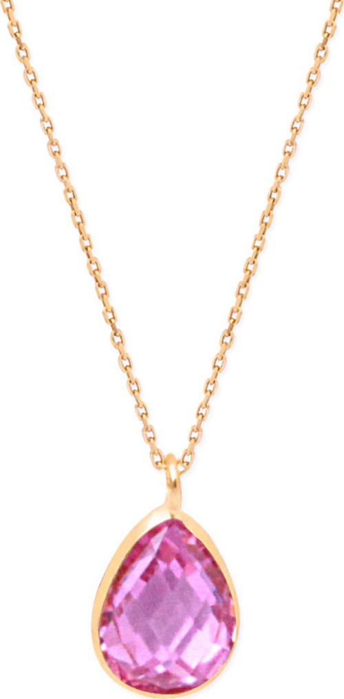 Pembe Taşlı Minimal Altın Kolye (KLY0235)