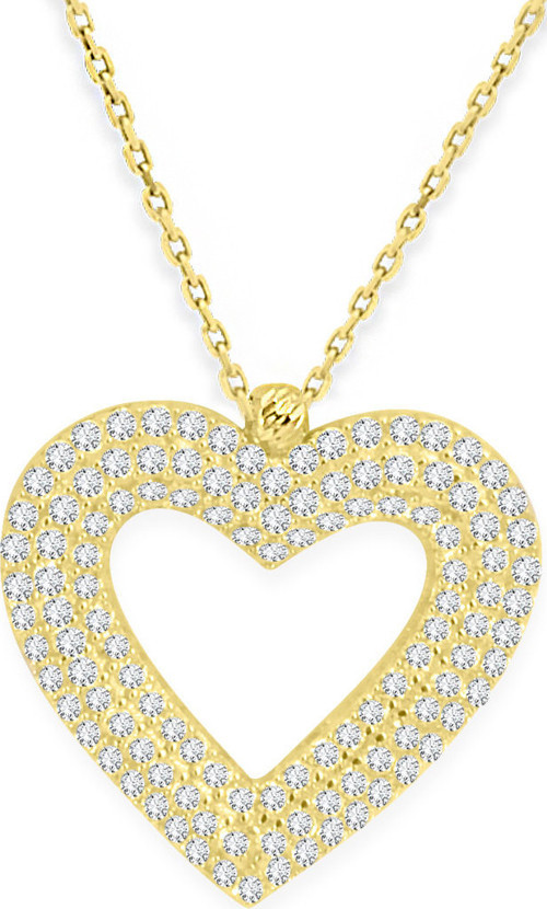 Zirkon Taşlı Altın Kalp Kolye (KLY0300)
