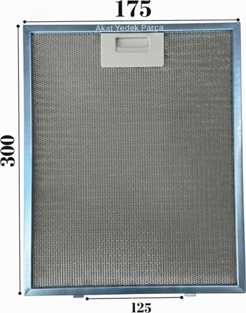 En 175mm Boy 300mm Arka Tırnak Arası 125mm Aspratör Filtresi