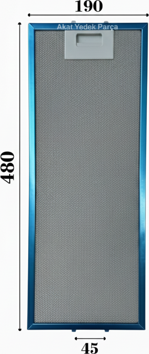 En 190mm Boy 480mm Arka Tırnak Arası 45mm Aspratör Filtresi