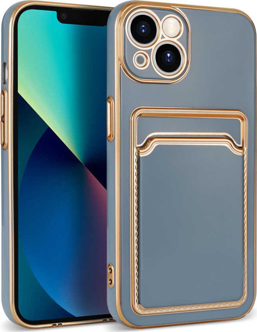 iPhone 13 Uyumlu MKST Bark Kartlıklı Kılıf-Mavi