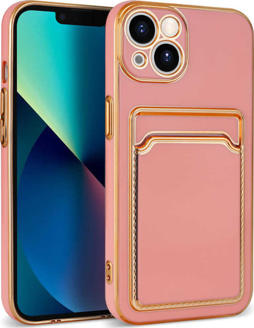 iPhone 13 Uyumlu MKST Bark Kartlıklı Kılıf-Rose Gold