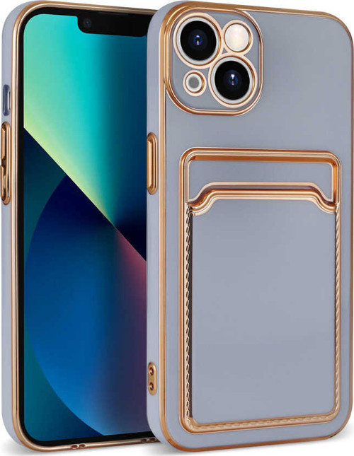iPhone 13 Uyumlu MKST Bark Kartlıklı Kılıf-Lila