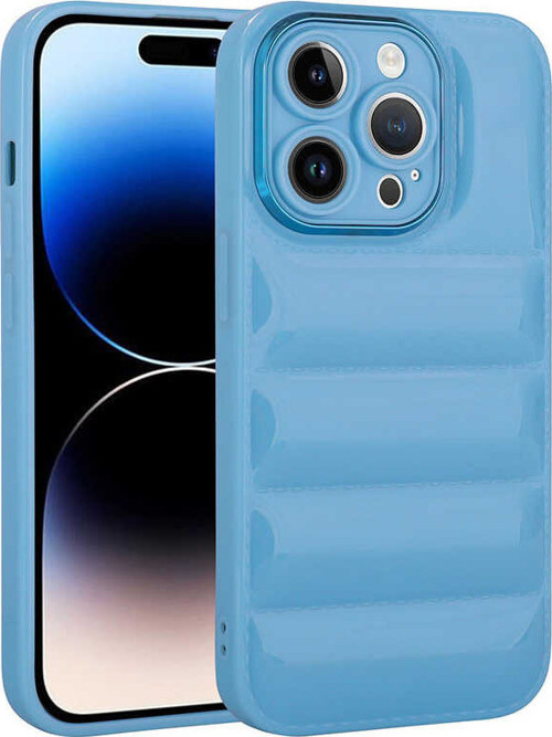 iPhone 14 Pro Uyumlu Kamera Korumalı Parlak AiHTTg'li MKST Galya Kılıf-Mavi