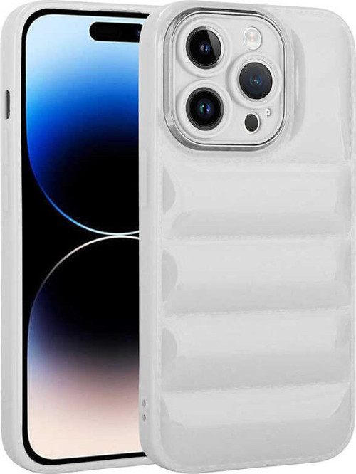 iPhone 14 Pro Uyumlu Kamera Korumalı Parlak AiHTTg'li MKST Galya Kılıf-Beyaz