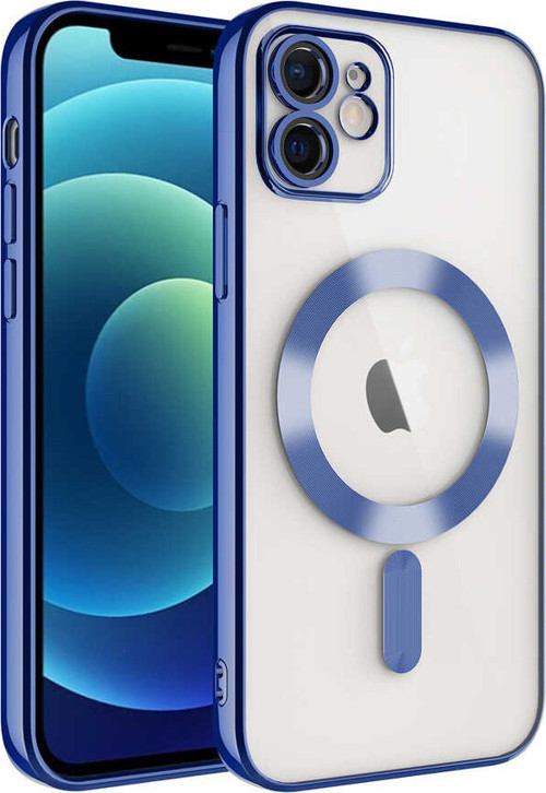 iPhone 11 Uyumlu Kamera Korumalı Magsafe Wireless Şarj Özellikli MKST Demre Kılıf-Sierra Mavi