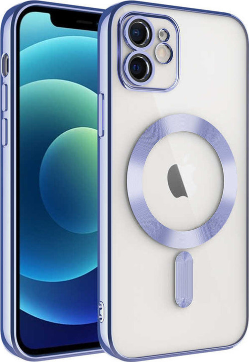 iPhone 12 Uyumlu Kamera Korumalı Magsafe Wireless Şarj Özellikli MKST Demre Kılıf-Lila
