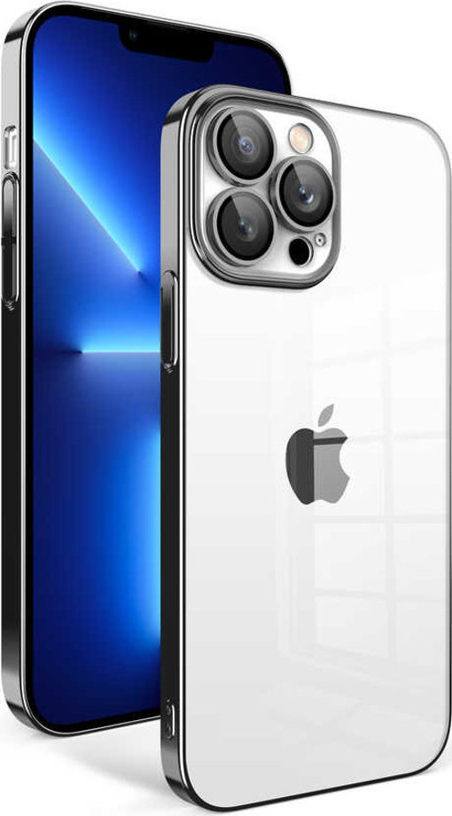 iPhone 12 Pro Uyumlu Kamera Korumalı Renkli Çerçeveli MKST Garaj Kılıf-Siyah