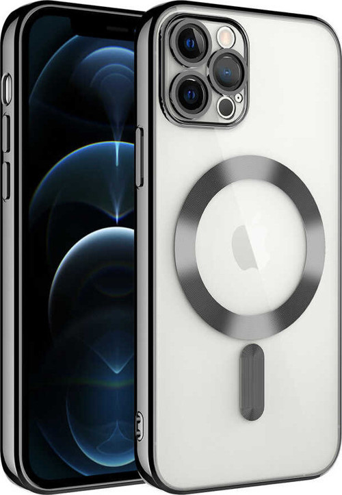 iPhone 12 Pro Uyumlu Kamera Korumalı Magsafe Wireless Şarj Özellikli MKST Demre Kılıf-Siyah