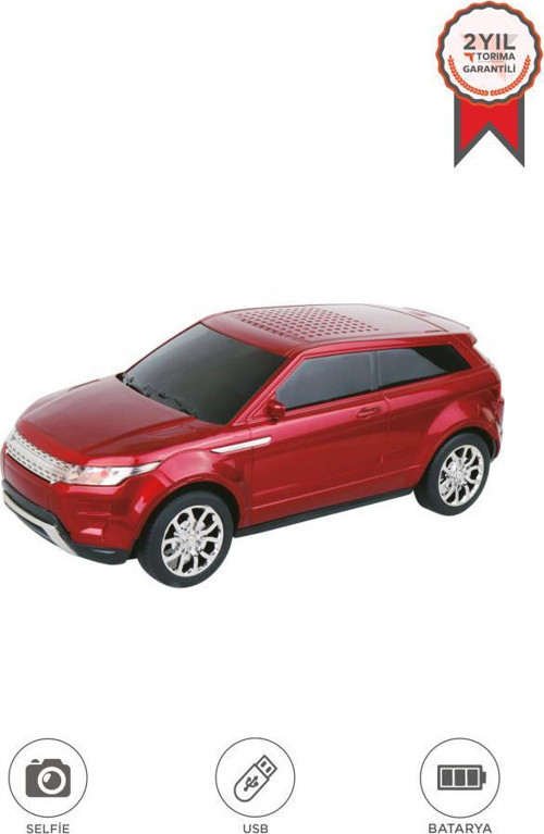 Bluetooth Hoparlör Suv Araba Tasarımlı 16W FM USB Selfıe Speaker D88 Kırmızı