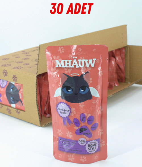 30 Paket Kediler İçin Ciğer Ödül Mama Püre 80 Gr