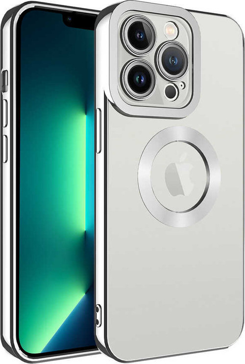 iPhone 11 Pro Max Uyumlu Kamera Korumalı Logo Gösteren MKST Omega Kılıf-Gümüş