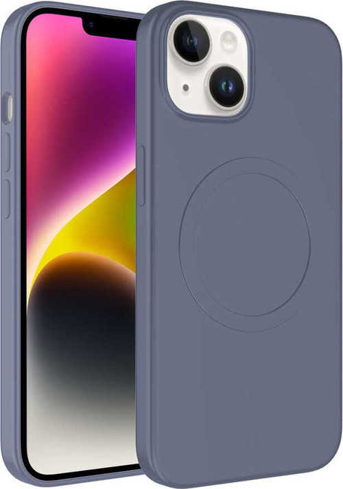 iPhone 14 Plus Uyumlu Magsafe Wireless Şarj Özellikli Pastel Renk Silikon MKST Plas Kılıf-Lave