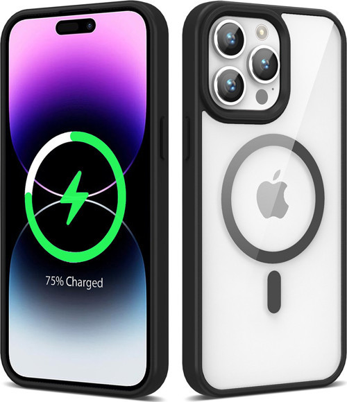 iPhone 14 Pro Max Uyumlu Magsafe Wireless Şarj Özellikli Silikon MKST Ege Kılıf-Siyah