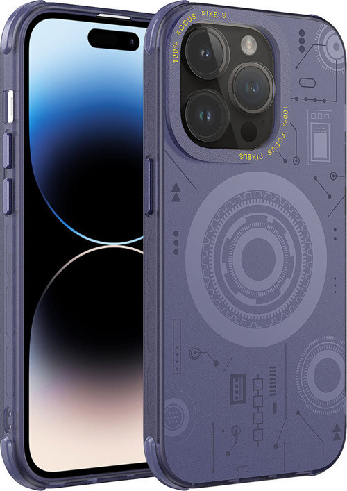 iPhone 14 Pro Max Uyumlu MKST Wireless Şarj Özellikli Desenli Hot Kılıf-Derin Mor