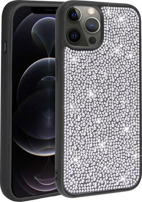 iPhone 13 Pro Uyumlu Parlak Taşlı Tasarım MKST Ston Kılıf-Siyah