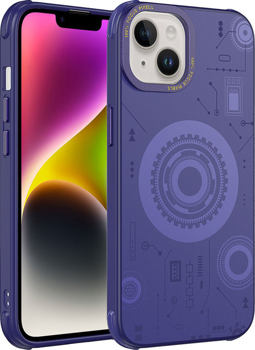 iPhone 13 Uyumlu MKST Wireless Şarj Özellikli Desenli Hot Kılıf-Derin Mor