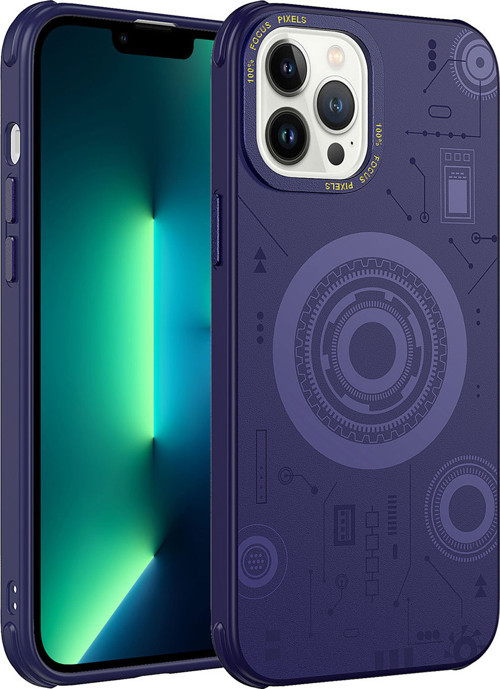 iPhone 13 Pro Uyumlu MKST Wireless Şarj Özellikli Desenli Hot Kılıf-Derin Mor