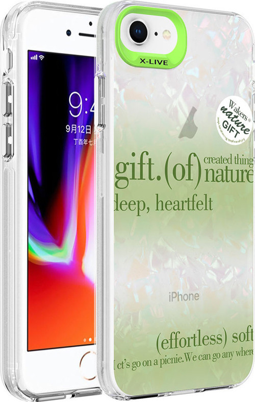 iPhone SE 2022 Uyumlu Mermer Desenli MKST Marbello Kılıf-Yeşil