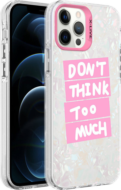 iPhone 12 Pro Uyumlu Mermer Desenli MKST Marbello Kılıf-Pembe