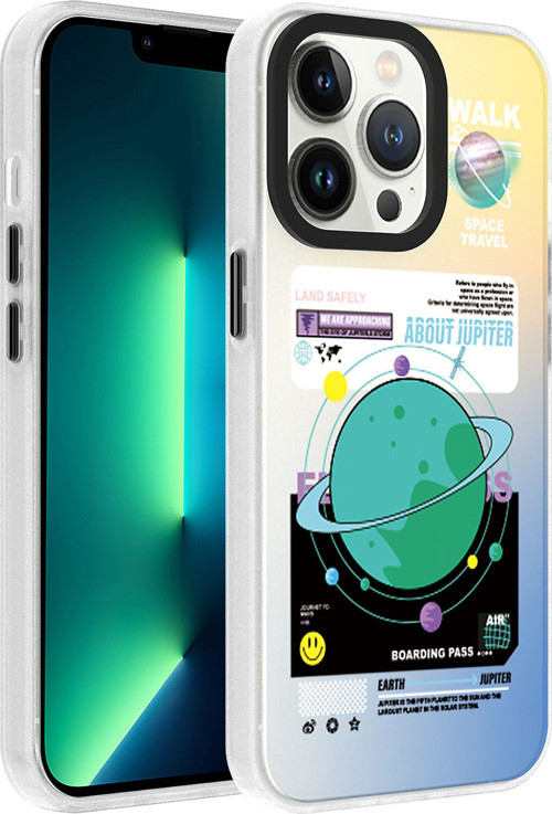 iPhone 13 Pro Max Uyumlu Desenli MKST Dragon Sert Kılıf-Gezegen