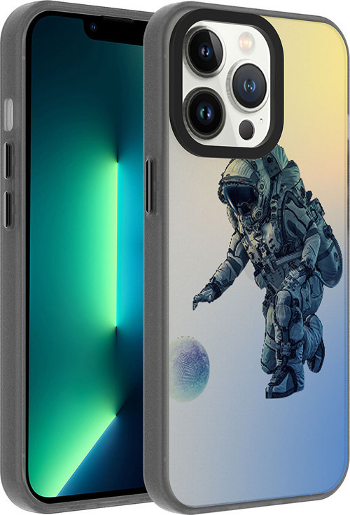 iPhone 13 Pro Max Uyumlu Desenli MKST Dragon Sert Kılıf-Astronot