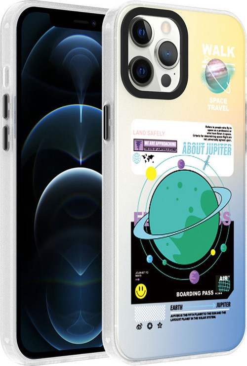 iPhone 12 Pro Max Uyumlu Desenli MKST Dragon Sert Kılıf-Gezegen