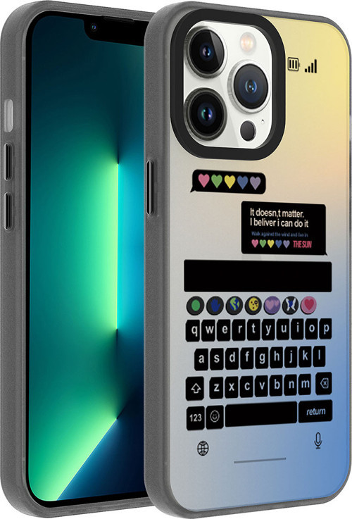iPhone 13 Pro Max Uyumlu Desenli MKST Dragon Sert Kılıf-Klavye