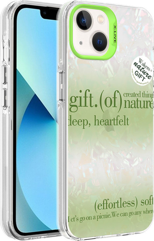 iPhone 14 Uyumlu Mermer Desenli MKST Marbello Kılıf-Yeşil