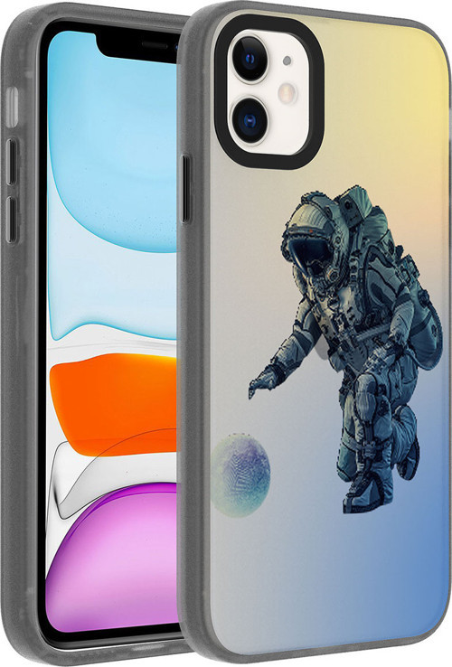 iPhone 11 Uyumlu Desenli MKST Dragon Sert Kılıf-Astronot