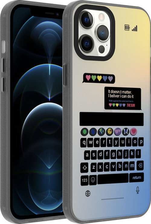 iPhone 12 Pro Max Uyumlu Desenli MKST Dragon Sert Kılıf-Klavye