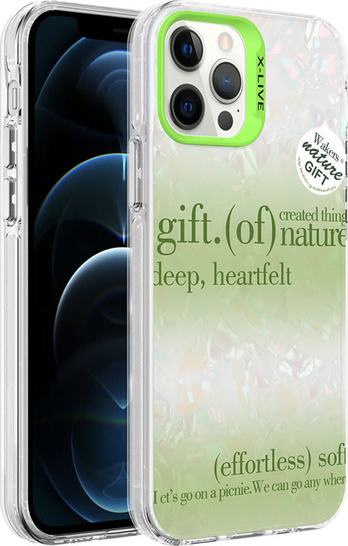 iPhone 12 Pro Uyumlu Mermer Desenli MKST Marbello Kılıf-Yeşil