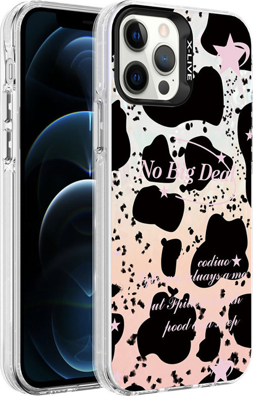 iPhone 12 Pro Uyumlu Mermer Desenli MKST Marbello Kılıf-Siyah-Beyaz