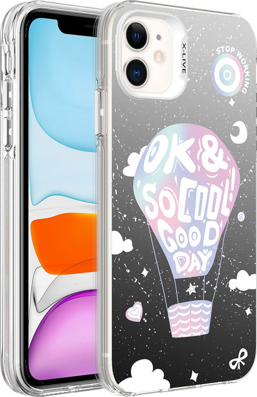 iPhone 11 Uyumlu Desenli MKST Silver Sert Kılıf-Balon