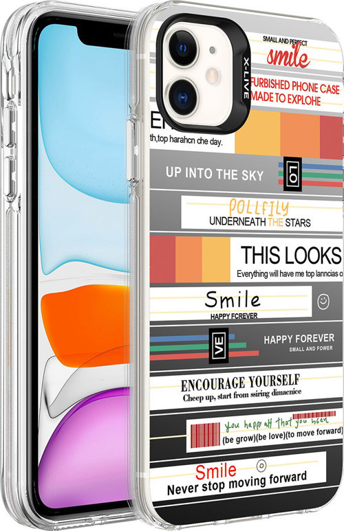 iPhone 11 Uyumlu Desenli MKST Silver Sert Kılıf-Mottolar