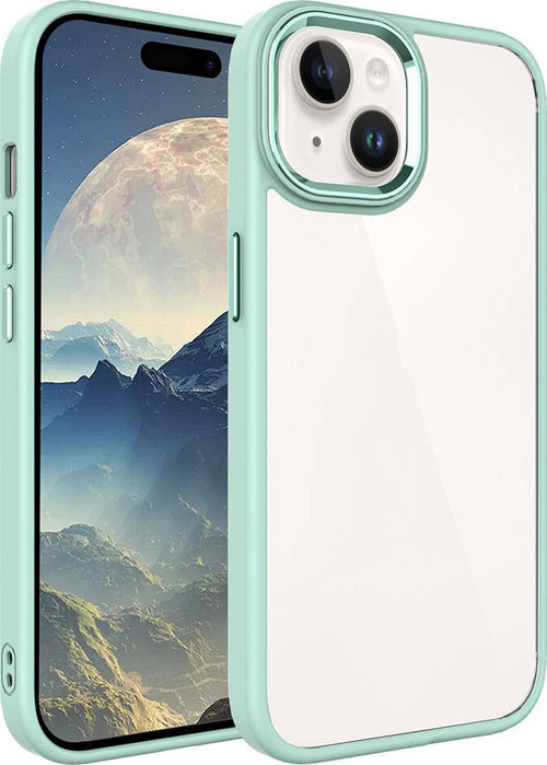 iPhone 15 Plus Uyumlu MKST Krom Kılıf-Yeşil