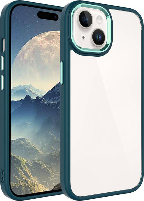 iPhone 15 Plus Uyumlu MKST Krom Kılıf-Koyu Yeşil