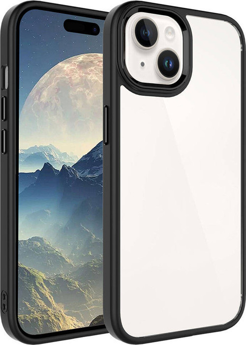 iPhone 15 Plus Uyumlu MKST Krom Kılıf-Siyah