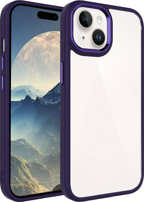 iPhone 15 Plus Uyumlu MKST Krom Kılıf-Derin Mor