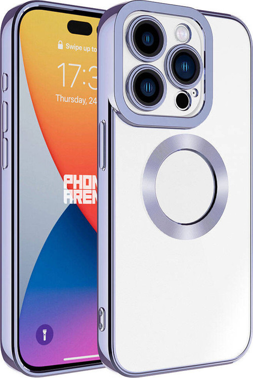 iPhone 15 Pro Max Uyumlu Kamera Korumalı Logo Gösteren MKST Omega Kılıf-Lila