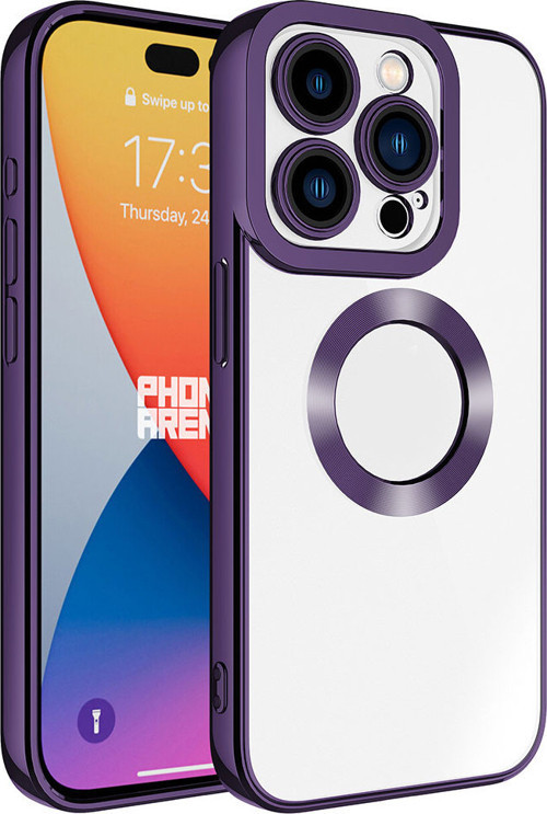 iPhone 15 Pro Max Uyumlu Kamera Korumalı Logo Gösteren MKST Omega Kılıf-Derin Mor