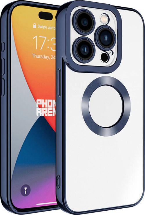 iPhone 15 Pro Max Uyumlu Kamera Korumalı Logo Gösteren MKST Omega Kılıf-Lacivert