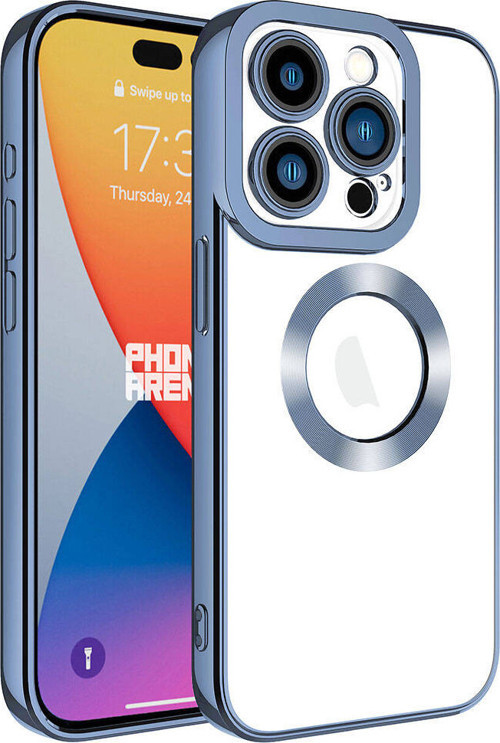 iPhone 15 Pro Max Uyumlu Kamera Korumalı Logo Gösteren MKST Omega Kılıf-Sierra Mavi